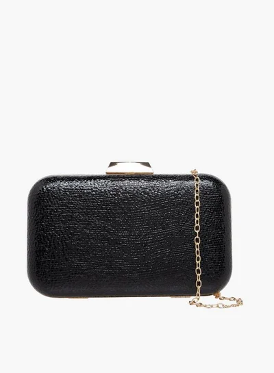 Flora Bella By Shoexpress Textured Clutch with Detachable Chain Strap