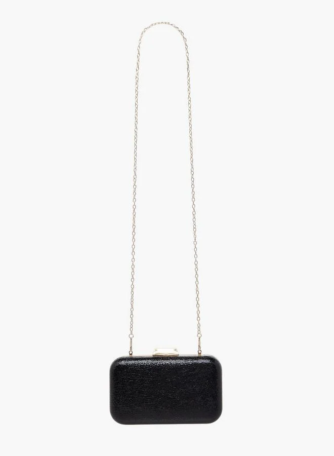 Flora Bella By Shoexpress Textured Clutch with Detachable Chain Strap