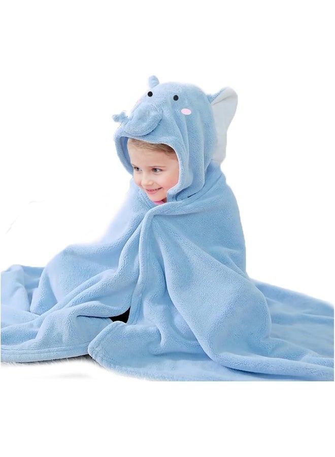 ROMASA Baby Bath Towel with Hooded Ultra Soft and Absorbent Toddlers Bathrobe Newborn Blanket Shower Gifts (Blue Elephant) - Image 1