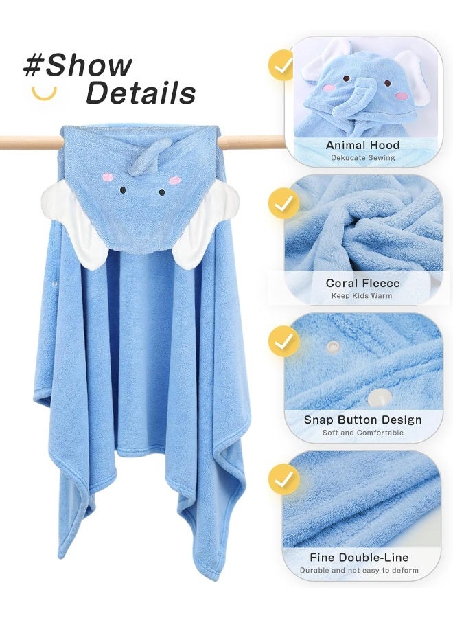 ROMASA Baby Bath Towel with Hooded Ultra Soft and Absorbent Toddlers Bathrobe Newborn Blanket Shower Gifts (Blue Elephant) - Image 3