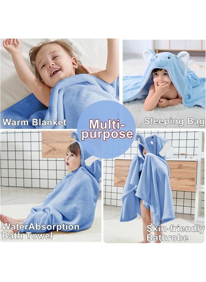 ROMASA Baby Bath Towel with Hooded Ultra Soft and Absorbent Toddlers Bathrobe Newborn Blanket Shower Gifts (Blue Elephant) - Image 5