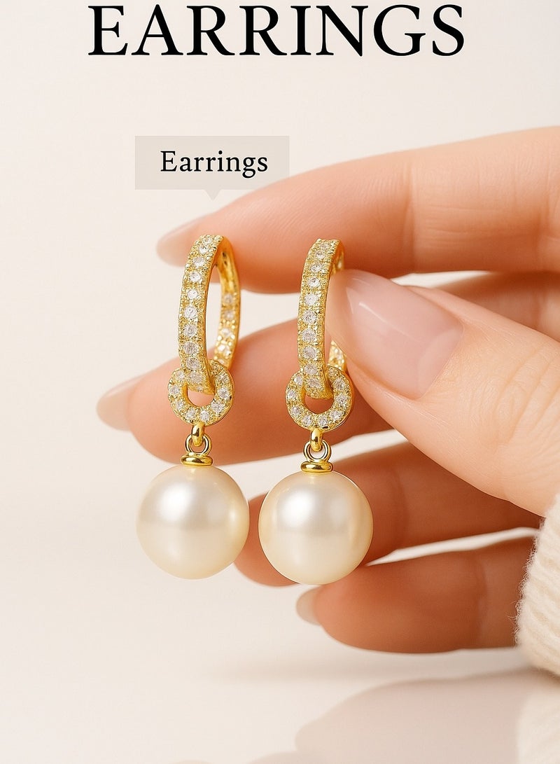 Elegant and Exquisite Fashion Ladies Zircon Pearl Earrings - Image 1