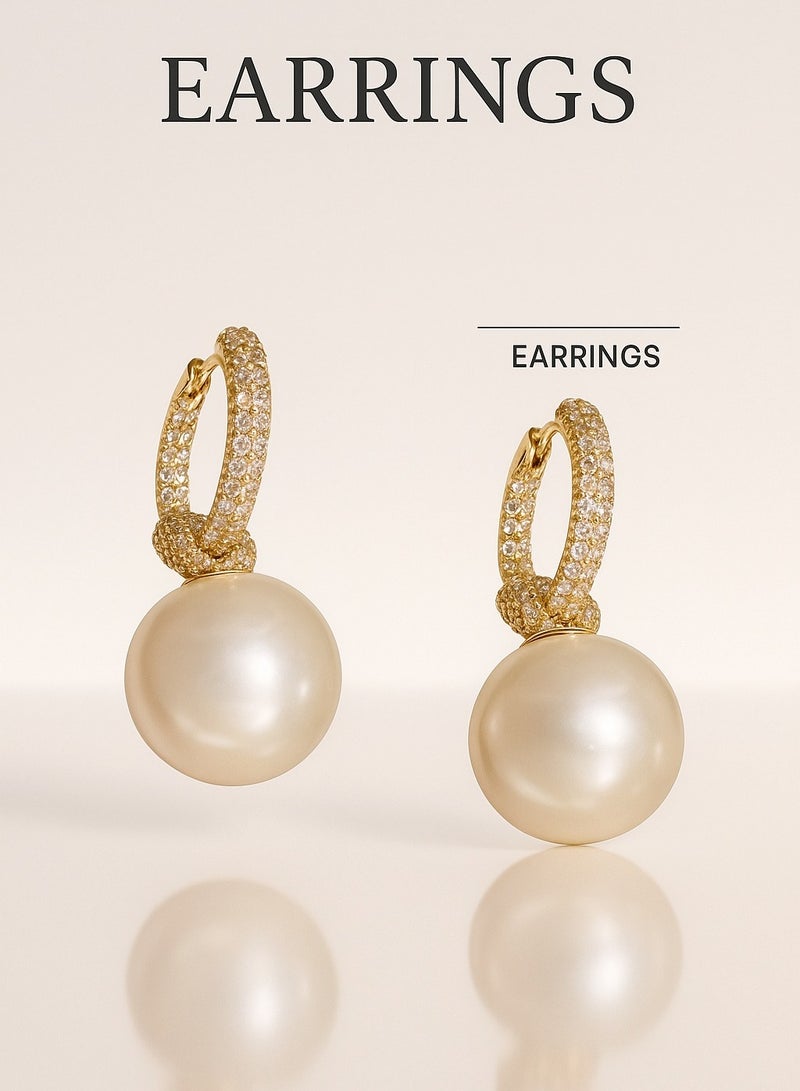 Elegant and Exquisite Fashion Ladies Zircon Pearl Earrings - Image 2