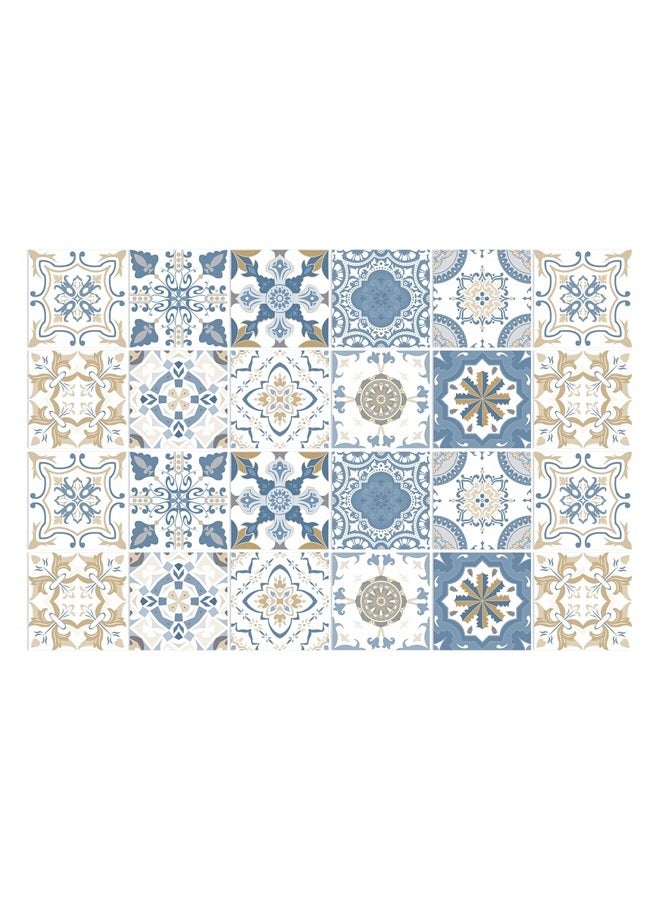 oxiang 24 Pcs Tile Stickers Self-Adhesive Peel and Stick Tile Backsplash Vinyl Wall Stickers for Kitchen Bathroom Tile Wall Fireplace Cupboard Decoration Stickers,HZ-37,4x4inch - Image 5
