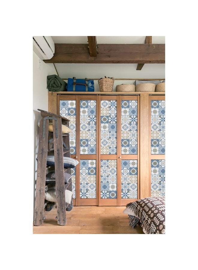 oxiang 24 Pcs Tile Stickers Self-Adhesive Peel and Stick Tile Backsplash Vinyl Wall Stickers for Kitchen Bathroom Tile Wall Fireplace Cupboard Decoration Stickers,HZ-37,4x4inch - Image 3