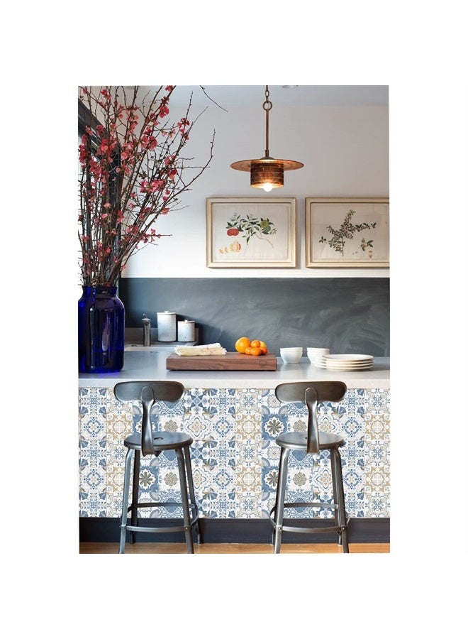 oxiang 24 Pcs Tile Stickers Self-Adhesive Peel and Stick Tile Backsplash Vinyl Wall Stickers for Kitchen Bathroom Tile Wall Fireplace Cupboard Decoration Stickers,HZ-37,4x4inch - Image 4
