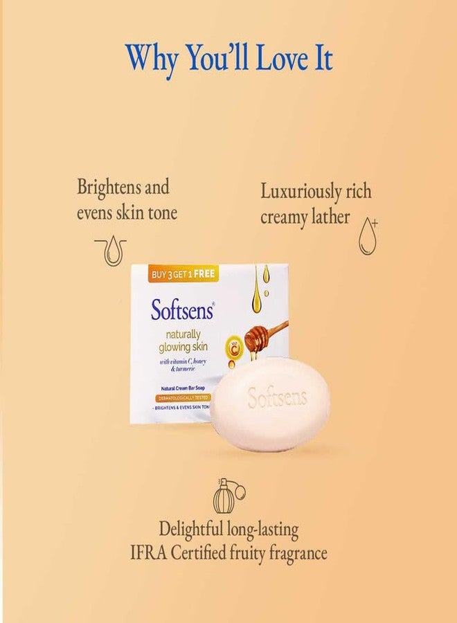 Softsens Natural Glowing Skin Cream Bar Soap 1200g (100g each x 12) | Enriched with Turmeric, Honey & Vitamin C for Adults | Dermatologically Tested | Paraben-Free - Image 3