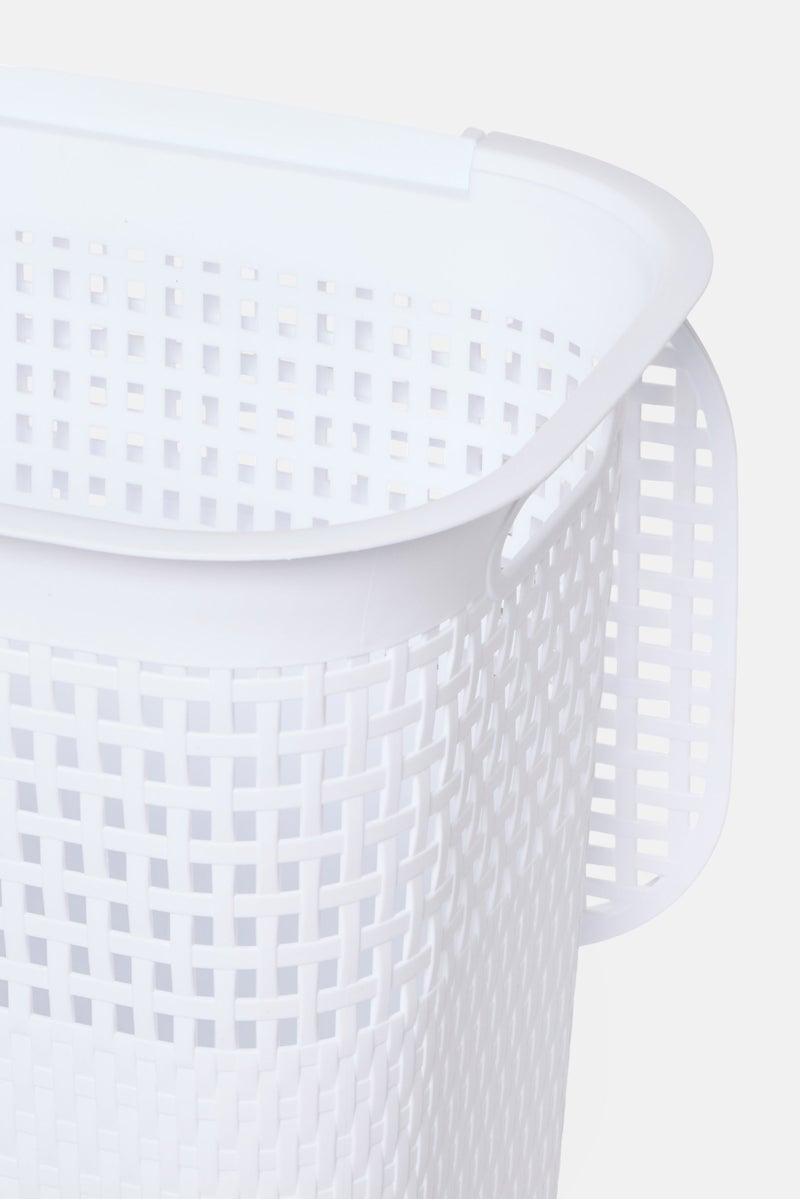 Oasis Home Basketwave Hamper With Lid, White - Image 4