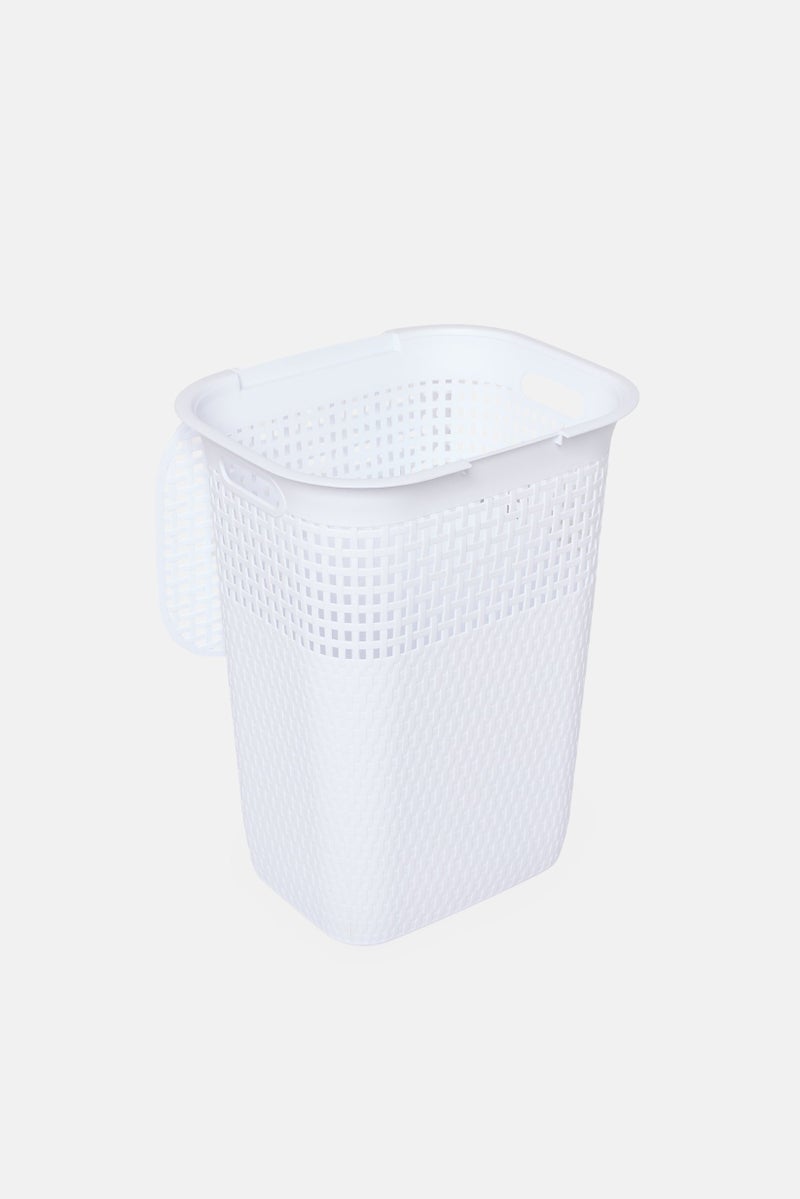 Oasis Home Basketwave Hamper With Lid, White - Image 3