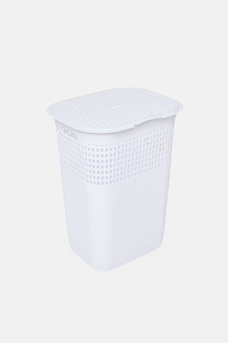 Oasis Home Basketwave Hamper With Lid, White - Image 1
