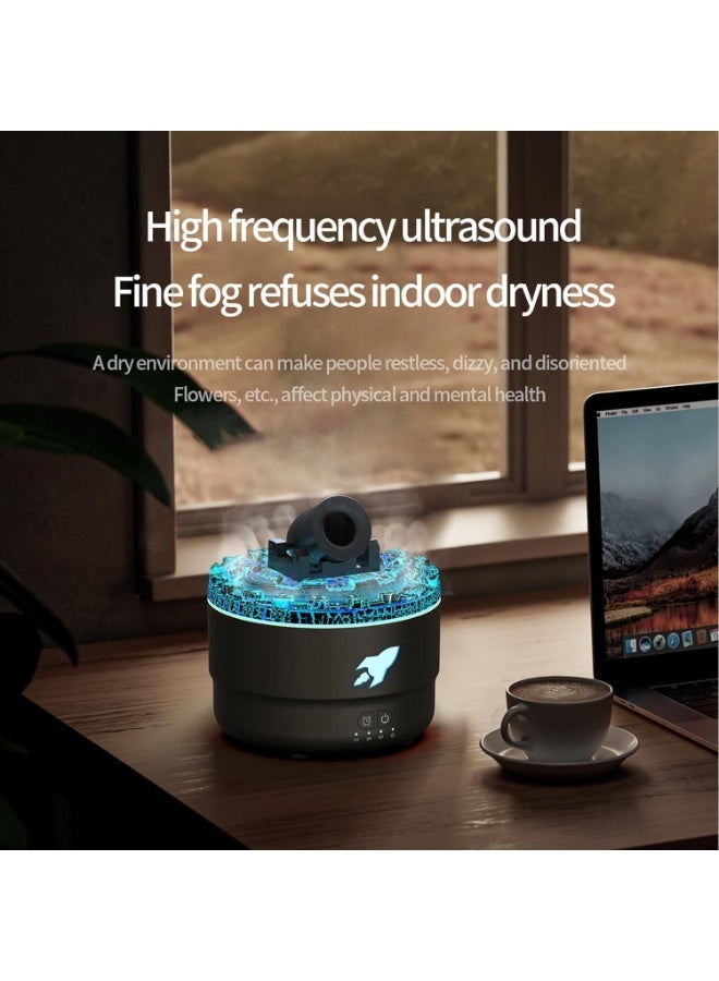 مدفع فواحة ومرطب هواء 280 مل – تايمر ذكي وإضاءة 7 ألوان لديكور المنزل وغرفة النوم