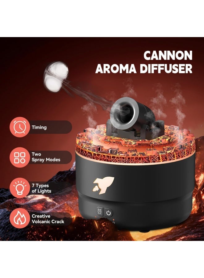 مدفع فواحة ومرطب هواء 280 مل – تايمر ذكي وإضاءة 7 ألوان لديكور المنزل وغرفة النوم