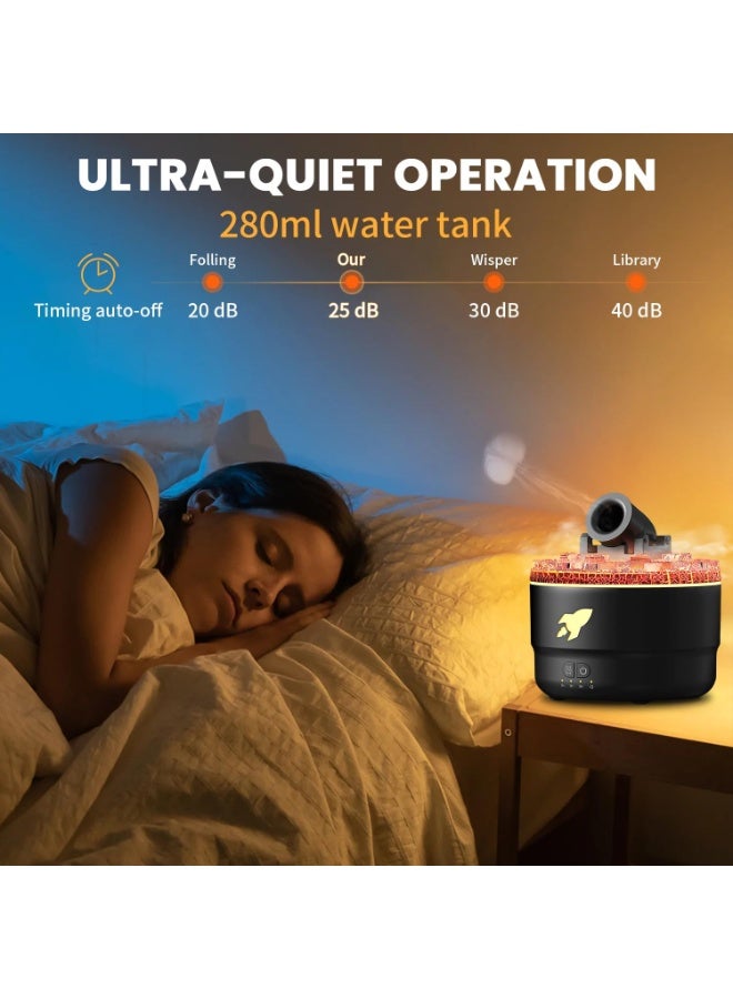 مدفع فواحة ومرطب هواء 280 مل – تايمر ذكي وإضاءة 7 ألوان لديكور المنزل وغرفة النوم