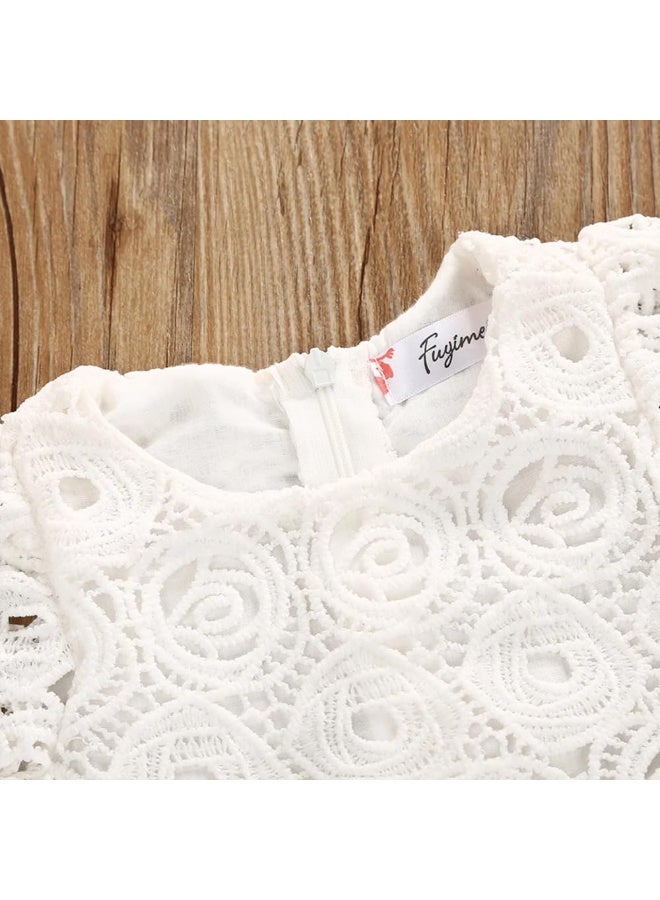 MiniMe Baby Girls Lace Dress, Bonnet Set | 6‑9 Months |  White | Cotton | Lightweight, Breathable & Lined | Scalloped Hem Floral Design | Easy Back Zipper | Perfect for Baptism, Weddings - Image 5
