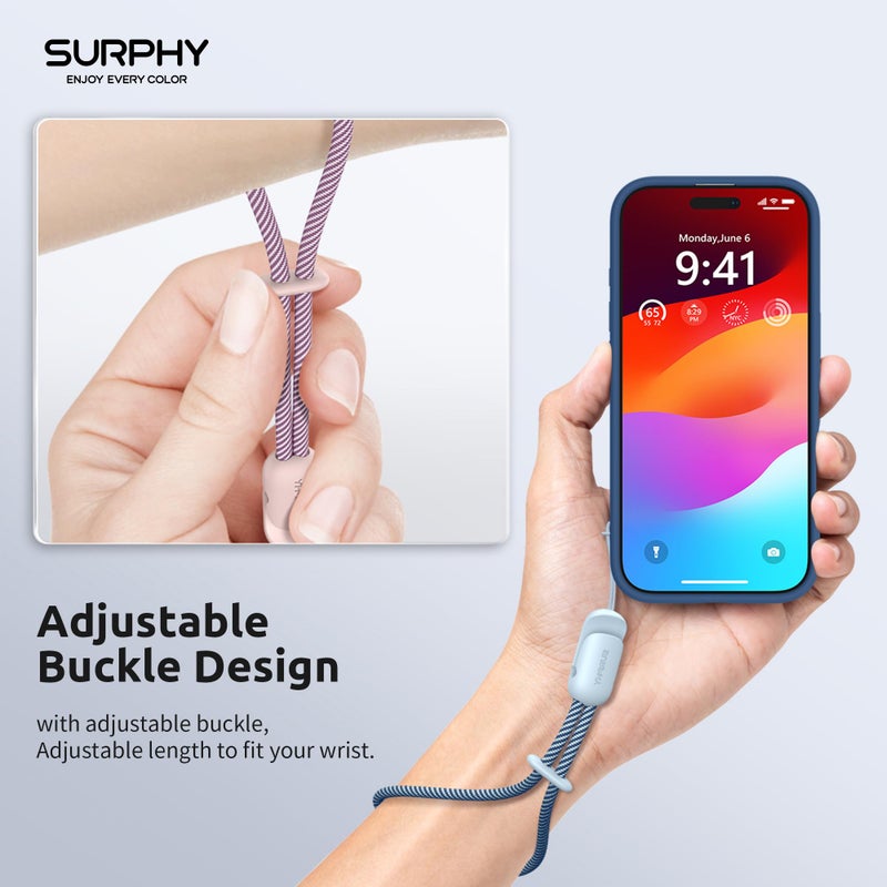 SURPHY 3 Pack Phone Wrist Strap with CellPhone Tether Tab, Cellphone Lanyard, Phone Strap with 2-Color Braided, Wrist Lanyard (Cloud Blue & Pink & Green) - Image 5