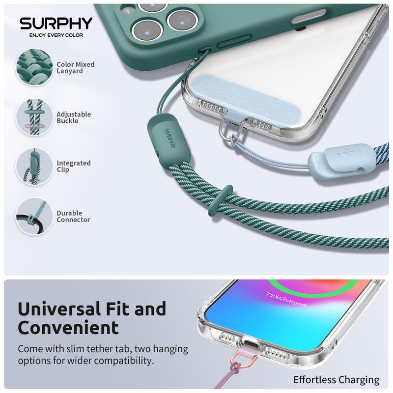 SURPHY 3 Pack Phone Wrist Strap with CellPhone Tether Tab, Cellphone Lanyard, Phone Strap with 2-Color Braided, Wrist Lanyard (Cloud Blue & Pink & Green) - Image 2