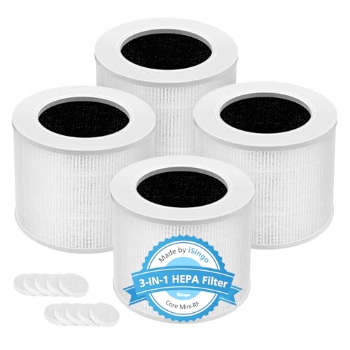 isingo 4 Pack Core Mini Replacement Filter for LEVOIT Core Mini-P Air Purifiers, 3-in-1 Core Mini-RF Filter Replacement - Image 1