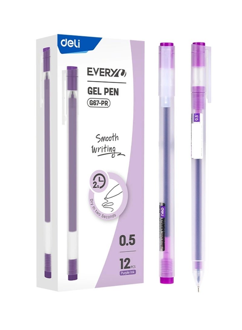 Deli 12-Piece G67 Needle Tip Gle Ink Pen 0.5mm Tip Purple Ink - Image 1