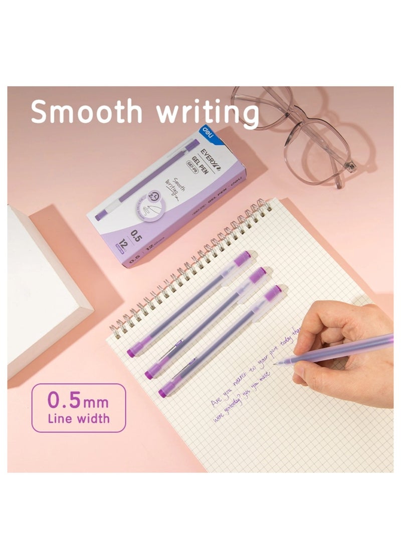 Deli 12-Piece G67 Needle Tip Gle Ink Pen 0.5mm Tip Purple Ink - Image 2