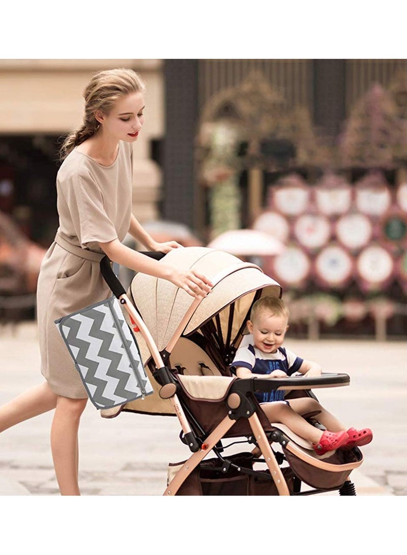 ORiTi Baby Changing Mat, Waterproof Changing Pad with Head Cushion & Organizer Pockets, Diaper Changing Station, Foldable Baby Massage Mat for Home Travel Outside (Grey) - Image 3