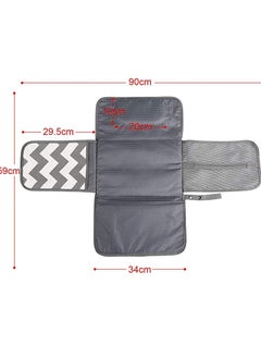 ORiTi Baby Changing Mat, Waterproof Changing Pad with Head Cushion & Organizer Pockets, Diaper Changing Station, Foldable Baby Massage Mat for Home Travel Outside (Grey)  - Image 2