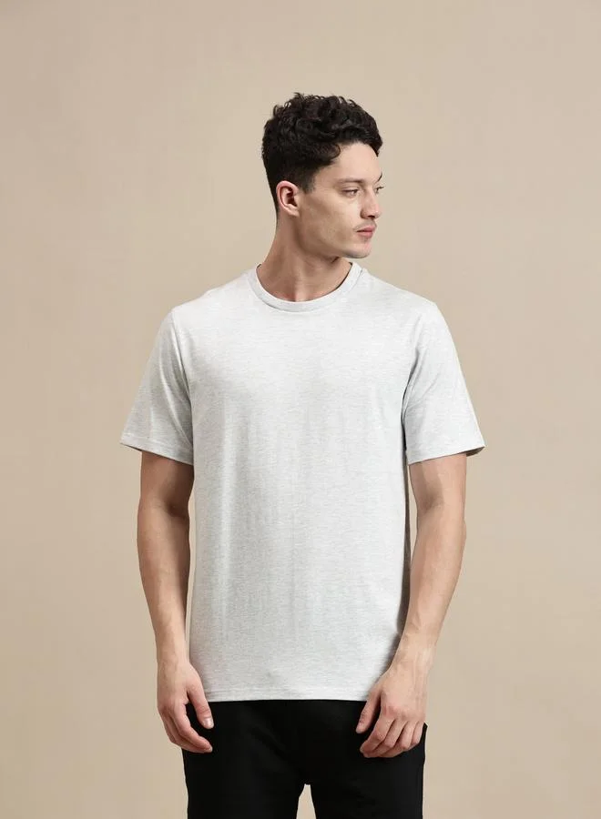 ECOLORE Men White Crew Neck 100% Cotton Comfort Fit T-Shirt