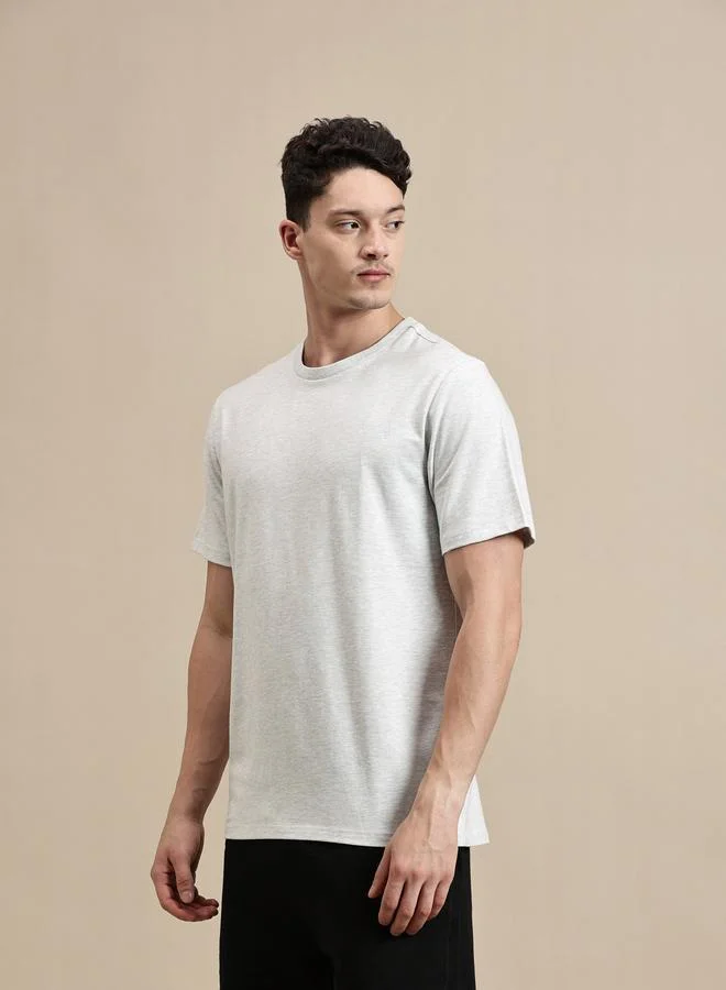ECOLORE Men White Crew Neck 100% Cotton Comfort Fit T-Shirt
