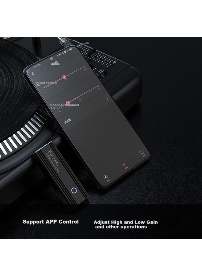 FiiO مضخم صوت سماعة الرأس كا3، بطاقة صوت كمبيوتر متوازنة 4.4، مضخم صوت لهاتف أندرويد، كابل محول صغير محمول، أسود - Image 4