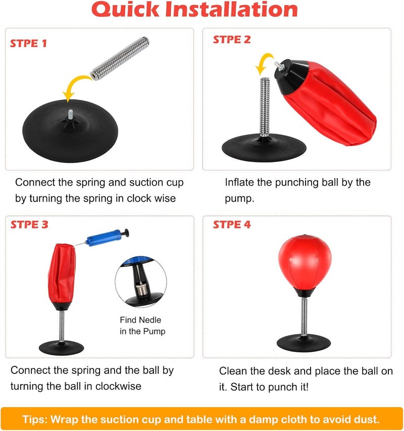 Goldboy Stress Buster - Desktop Punching Bag with Stand and 2 Extra Balls, Boxing Reflex Bag (Red) - Image 5