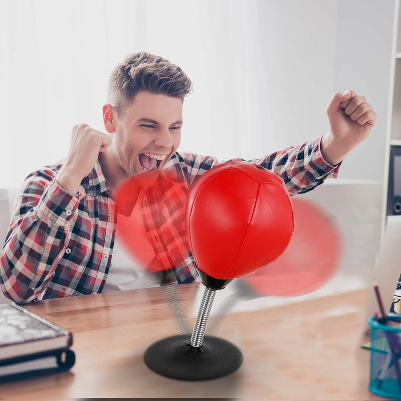 Goldboy Stress Buster - Desktop Punching Bag with Stand and 2 Extra Balls, Boxing Reflex Bag (Red) - Image 3