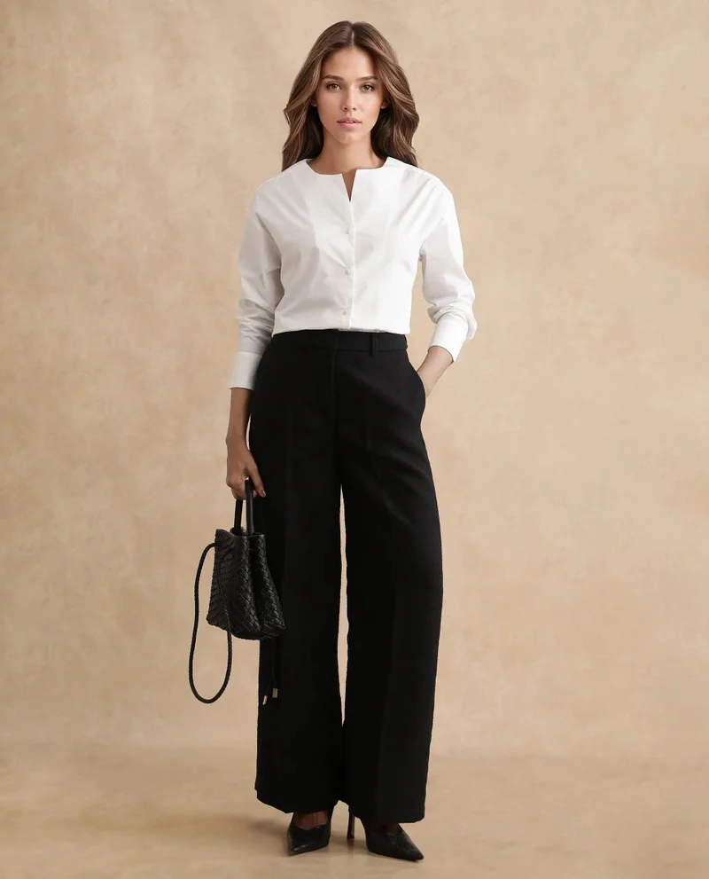 Rareism Women's Ankle Length Plain Trouser