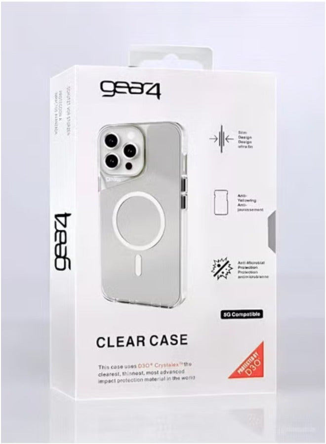 Gear4 iPhone 13 Pro Max, Shockproof Case Magnetic Anti-Scratch Protective Cover with MagSafe Wireless Charging, Made of High-Quality TPU - Clear - Image 2