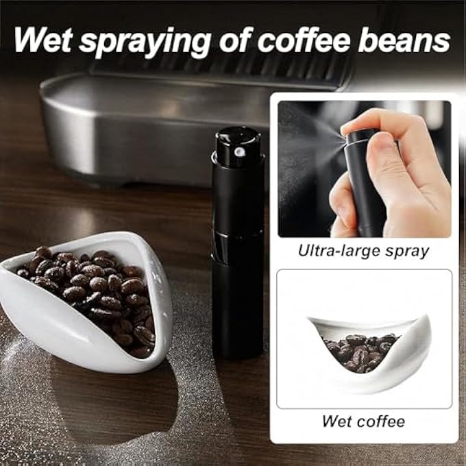 ريحني كوب جرعات حبوب القهوة ومجموعة زجاجة الرش مجموعة صينية قياس جرعة واحدة وعاء جرعة خزفية للقهوة أو الشاي تقليل قوة القهوة هدية محبة القهوة سيراميك أبيض زجاجة بخاخ ملعقة - Image 4