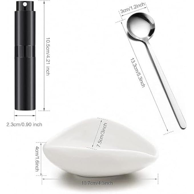 ريحني كوب جرعات حبوب القهوة ومجموعة زجاجة الرش مجموعة صينية قياس جرعة واحدة وعاء جرعة خزفية للقهوة أو الشاي تقليل قوة القهوة هدية محبة القهوة سيراميك أبيض زجاجة بخاخ ملعقة - Image 5