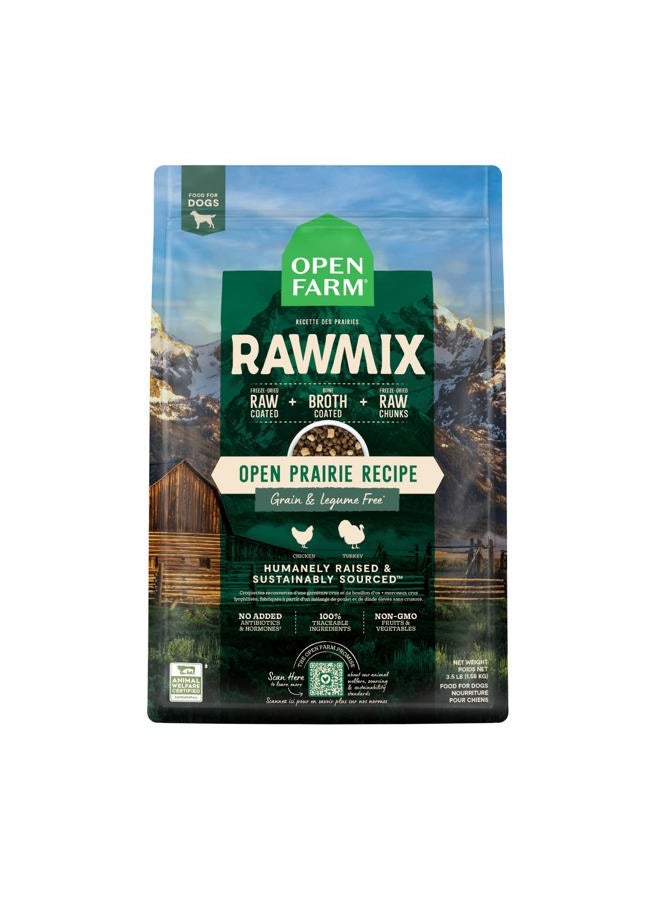 Open Farm , RawMix Grain-Free Dry Dog Food, Protein-Packed Kibble Coated in Bone Broth with Freeze Dried Raw Chunks, Chicken & Turkey, Open Prairie Recipe, 3.5lb Bag - Image 1