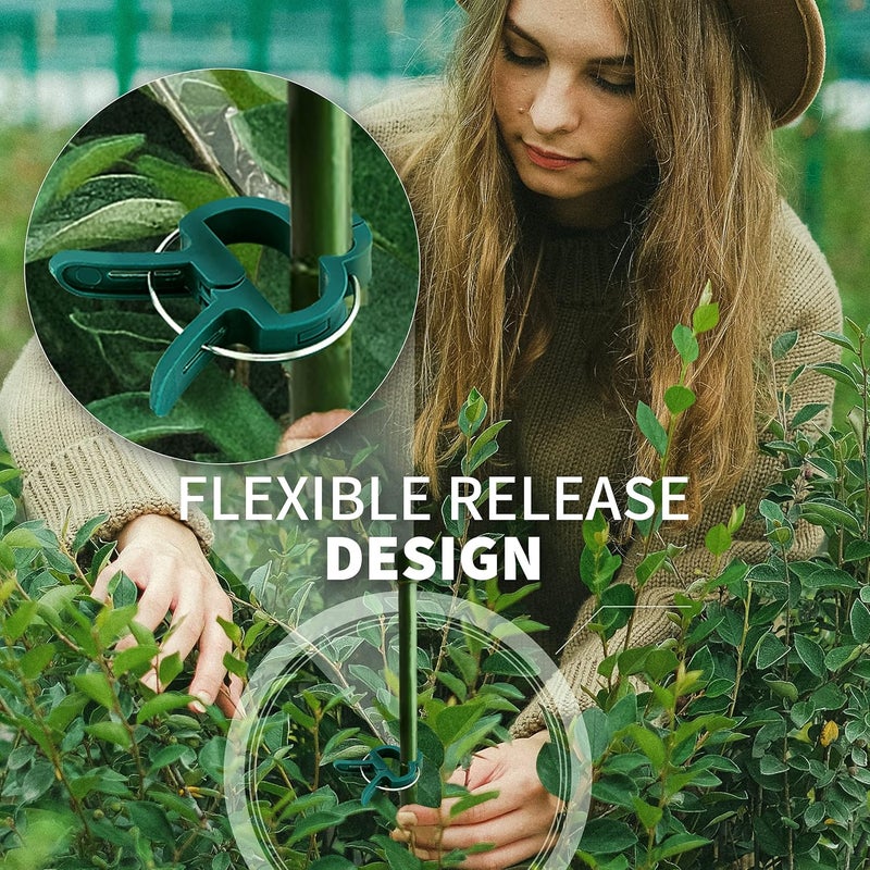 Ram-Pro 20 Piece Green Gentle Gardening Plant & Flower Lever Loop Gripper Clips, Tool for Supporting or Straightening Plant Stems, Stalks, and Vines, Garden Clips - Image 4
