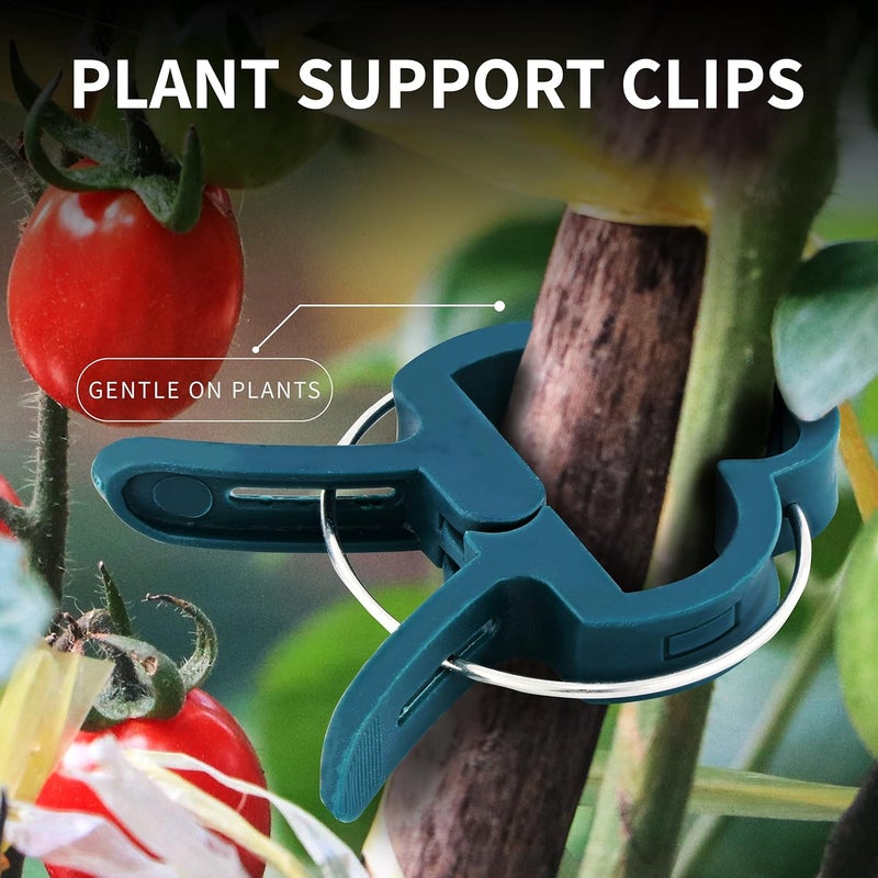 Ram-Pro 20 Piece Green Gentle Gardening Plant & Flower Lever Loop Gripper Clips, Tool for Supporting or Straightening Plant Stems, Stalks, and Vines, Garden Clips - Image 2