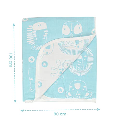 TIDY SLEEP Baby Blankets 6 Layer Wraper 100% Cotton Stroller Cover Receiving Blankets, Green (100 Cm X 90 Cm), Breathable - Image 3