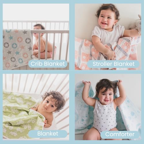 TIDY SLEEP Baby Blankets 6 Layer Wraper 100% Cotton Stroller Cover Receiving Blankets, Green (100 Cm X 90 Cm), Breathable - Image 4