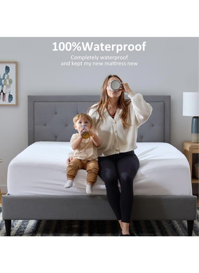 Waterproof Mattress Protector, Soft Breathable Noiseless Mattress Pad Cover, Bed Cover Deep Pocket for 5-26cm Pad, Skin-Friendly Machine Washable Vinyl Free for Pets Kids Adults(180x200cm) - pzsku/ZE09B076983D964EB345EZ/45/_/1721113437/68d89555-bc62-4b73-b52c-2374bfcac930