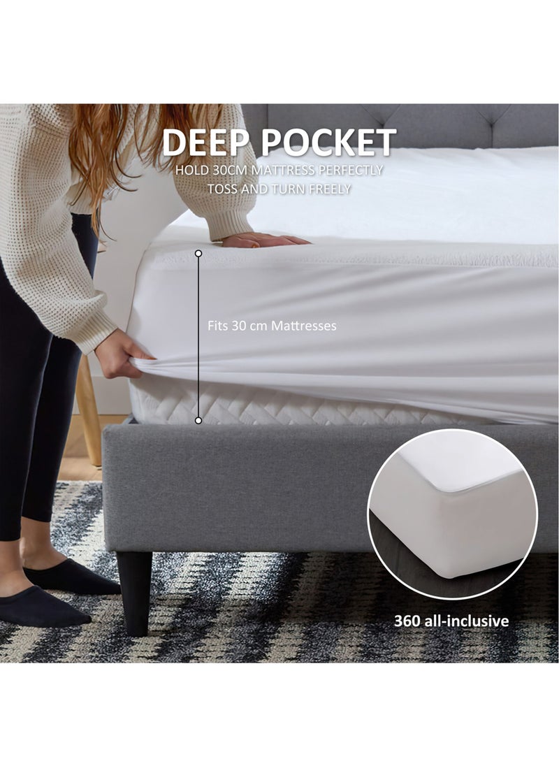 Waterproof Mattress Protector, Soft Breathable Noiseless Mattress Pad Cover, Bed Cover Deep Pocket for 5-26cm Pad, Skin-Friendly Machine Washable Vinyl Free for Pets Kids Adults(180x200cm) - pzsku/ZE09B076983D964EB345EZ/45/_/1721113791/0100b782-878f-402e-84b4-725d0cc63512