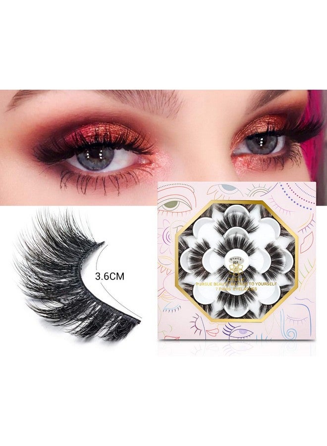 DYSILK Eyelashes False Lashes - Mink Lashes Fluffy 7 Pairs Lashes Natural Look 6D Fake Eyelashes Cat Eye Lashes Wispy Eyelashes Fluffy Lashes Reusable Lashes Pack Pestañas Postizas Naturales |001 - Image 3