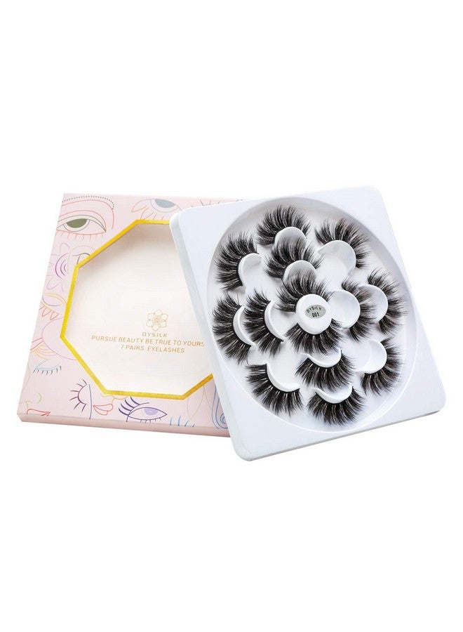 DYSILK Eyelashes False Lashes - Mink Lashes Fluffy 7 Pairs Lashes Natural Look 6D Fake Eyelashes Cat Eye Lashes Wispy Eyelashes Fluffy Lashes Reusable Lashes Pack Pestañas Postizas Naturales |001 - Image 5