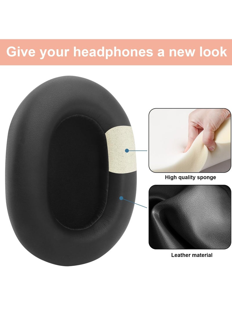 Protein Leather Replacement Earpads for Sony WH-1000XM5 Noise Canceling Headphones Ear Pads Cushions with Noise Isolation Memory Foam Added Thickness (Black)  - Image 3