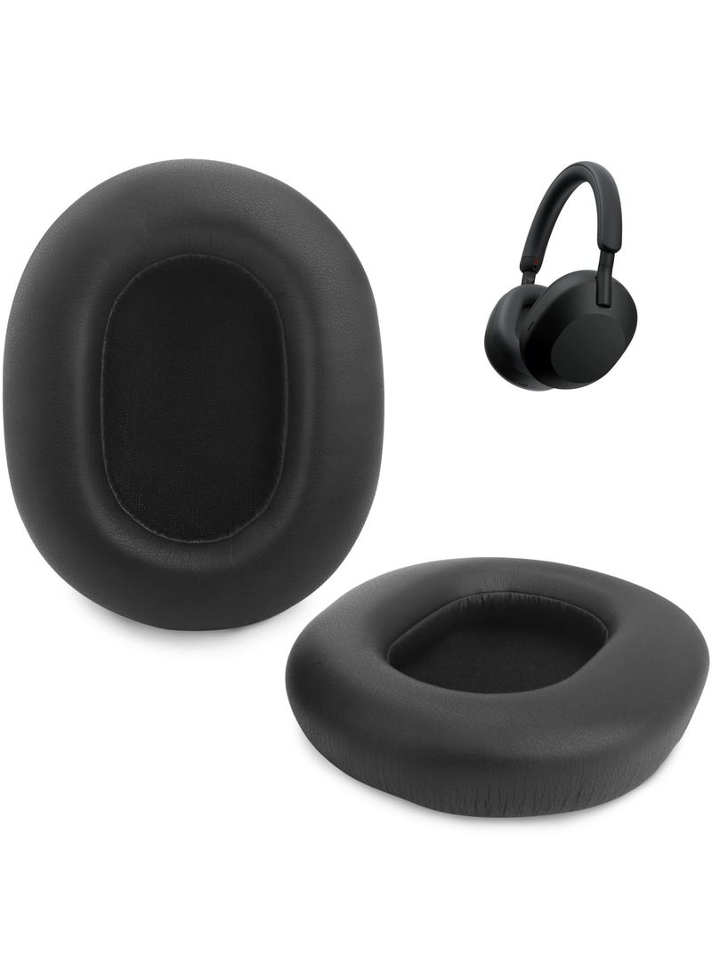 Protein Leather Replacement Earpads for Sony WH-1000XM5 Noise Canceling Headphones Ear Pads Cushions with Noise Isolation Memory Foam Added Thickness (Black)  - Image 1