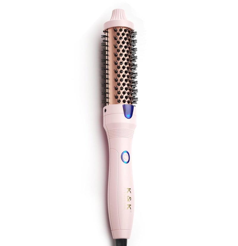 K&K 1.25 Inch Tourmaline Ionic Hot Brush Hair Curler for Loose & Volume Curls, Long Hair Heated Styler, Dual Voltage - Image 1