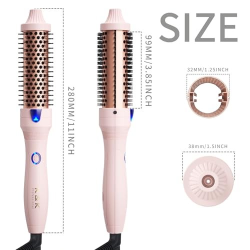 K&K 1.25 Inch Tourmaline Ionic Hot Brush Hair Curler for Loose & Volume Curls, Long Hair Heated Styler, Dual Voltage - Image 5