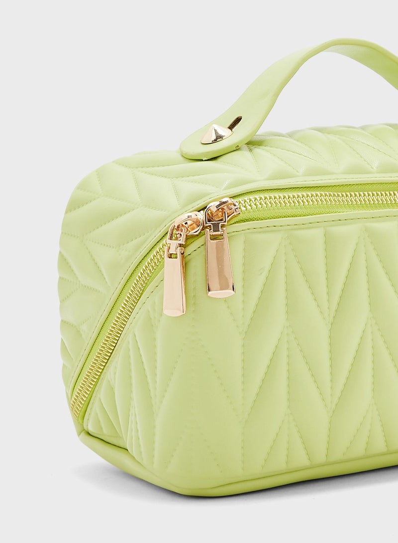 ELLA Top Handle Quilted Cosmetic Bag - Image 4