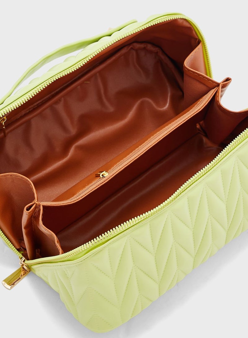 ELLA Top Handle Quilted Cosmetic Bag - Image 5