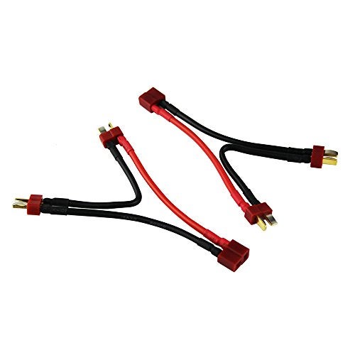 OliYin 2pcs T-Plug 2-Male to 1-Female Series Connector Adapter Double Voltage LiPo 14awg 3.93"(Pack of 2) - Image 1